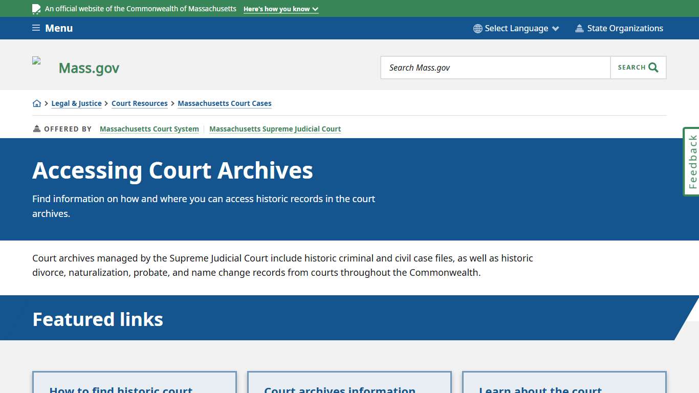 Accessing Court Archives Mass.gov